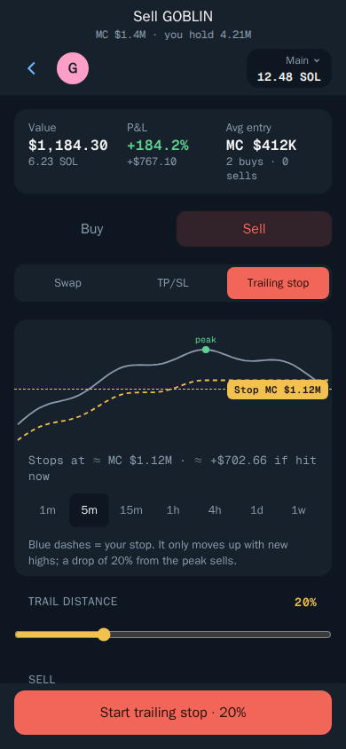 Thor Mini App: Trailing stop