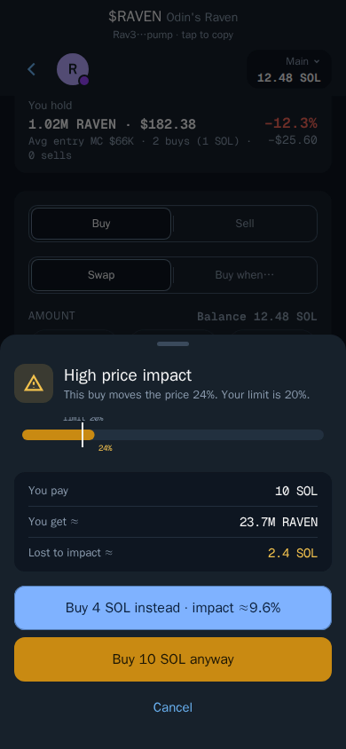 Thor Mini App: A high price impact warning offers a smaller buy