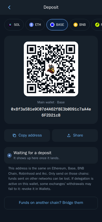 Deposit on Base
