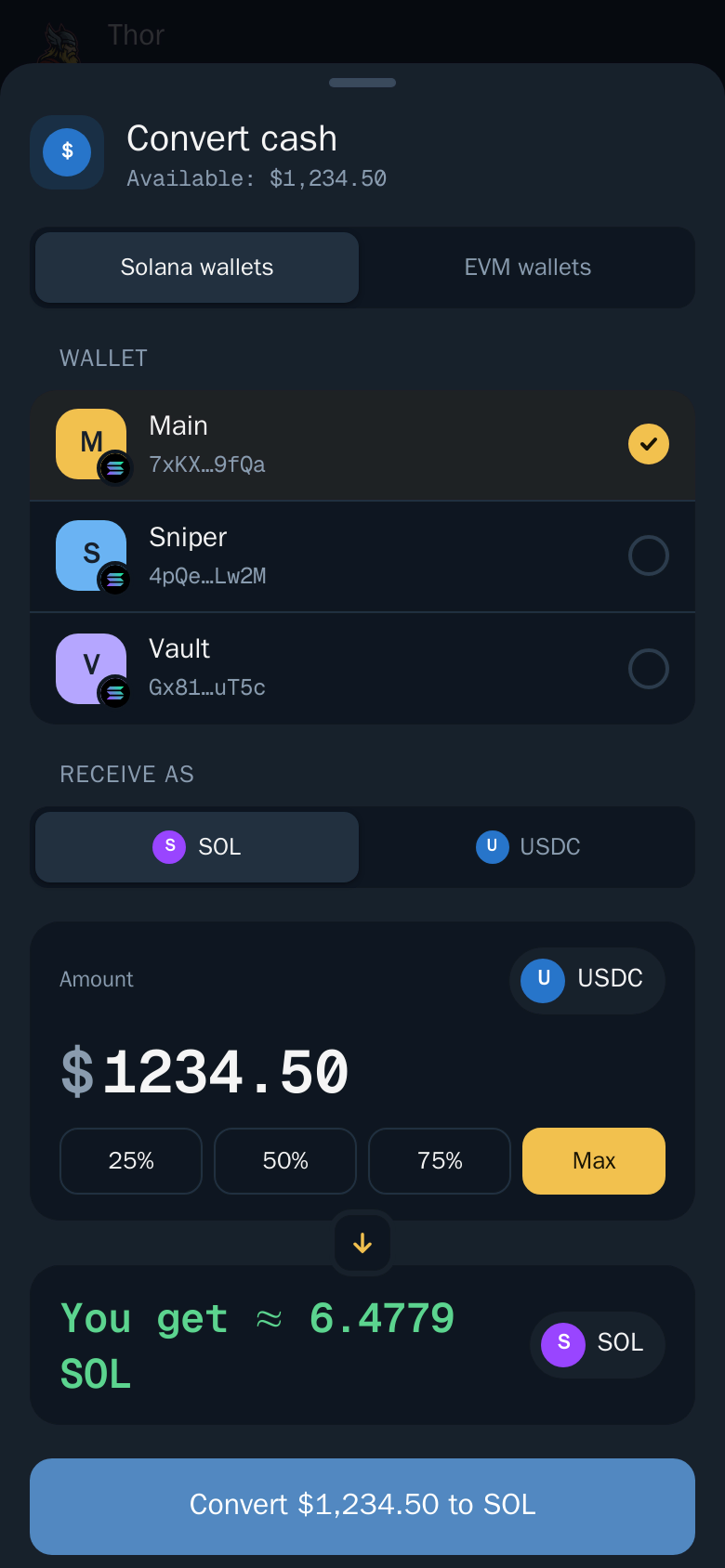 Convert cash